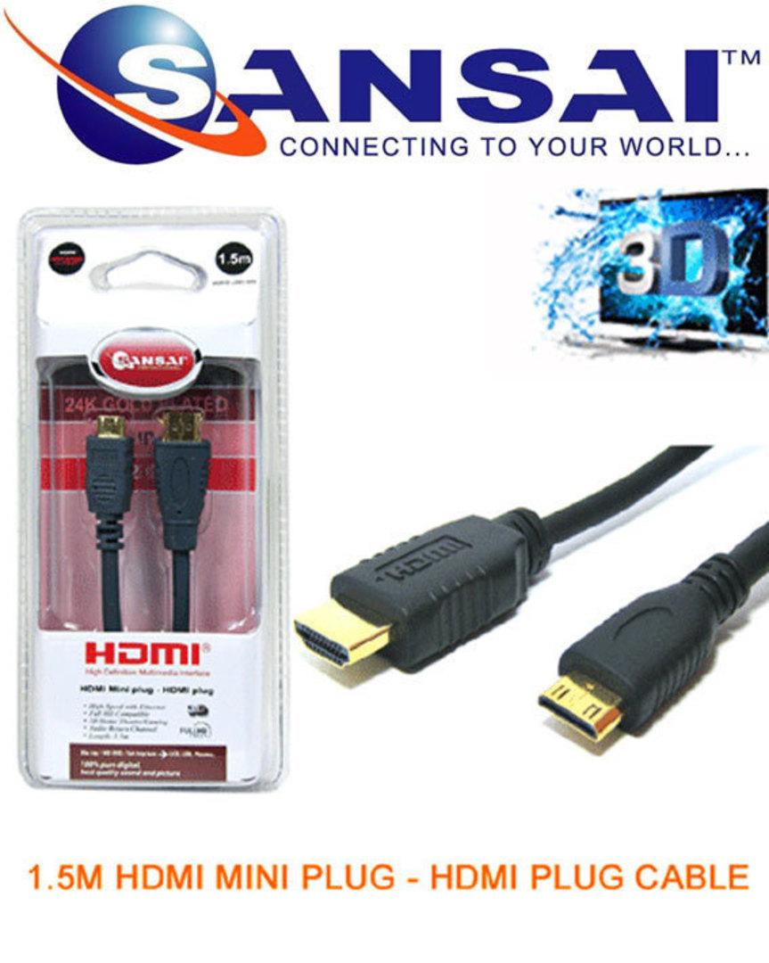 SANSAI HDMI Plug to Mini Plug Cable 1.5m image 0